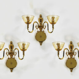 Set of Three Vintage Butterscotch Yellow Italian Glass Sconces