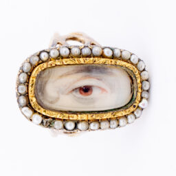 Late 18th Century Georgian Miniature Eye Painting and Seed Pearl Ring