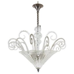 Mid-Century Art Deco Style Cristallo Rigaree Murano Pendant Light