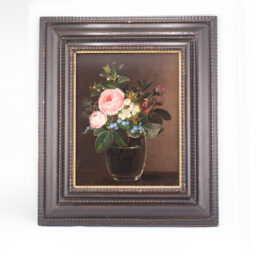 Floral Composition Still Life Oil on Oak Board by Johan Laurentz Jensen (Danish 1800 - 1856)