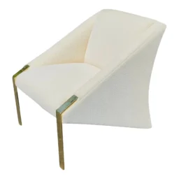 1980s Andree Putman Postmodern Sculptural Triangle Brass Lounge Chair With Gold Sparkles