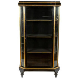 Napoleon III Black Lacquer and Brass Display Cabinet
