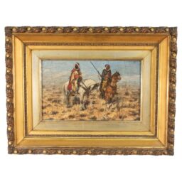 Late 19th Century Oil on Mahogany Board of Bedouin Men by Heinrich Maria Staakmann (Germany 1852-1940)
