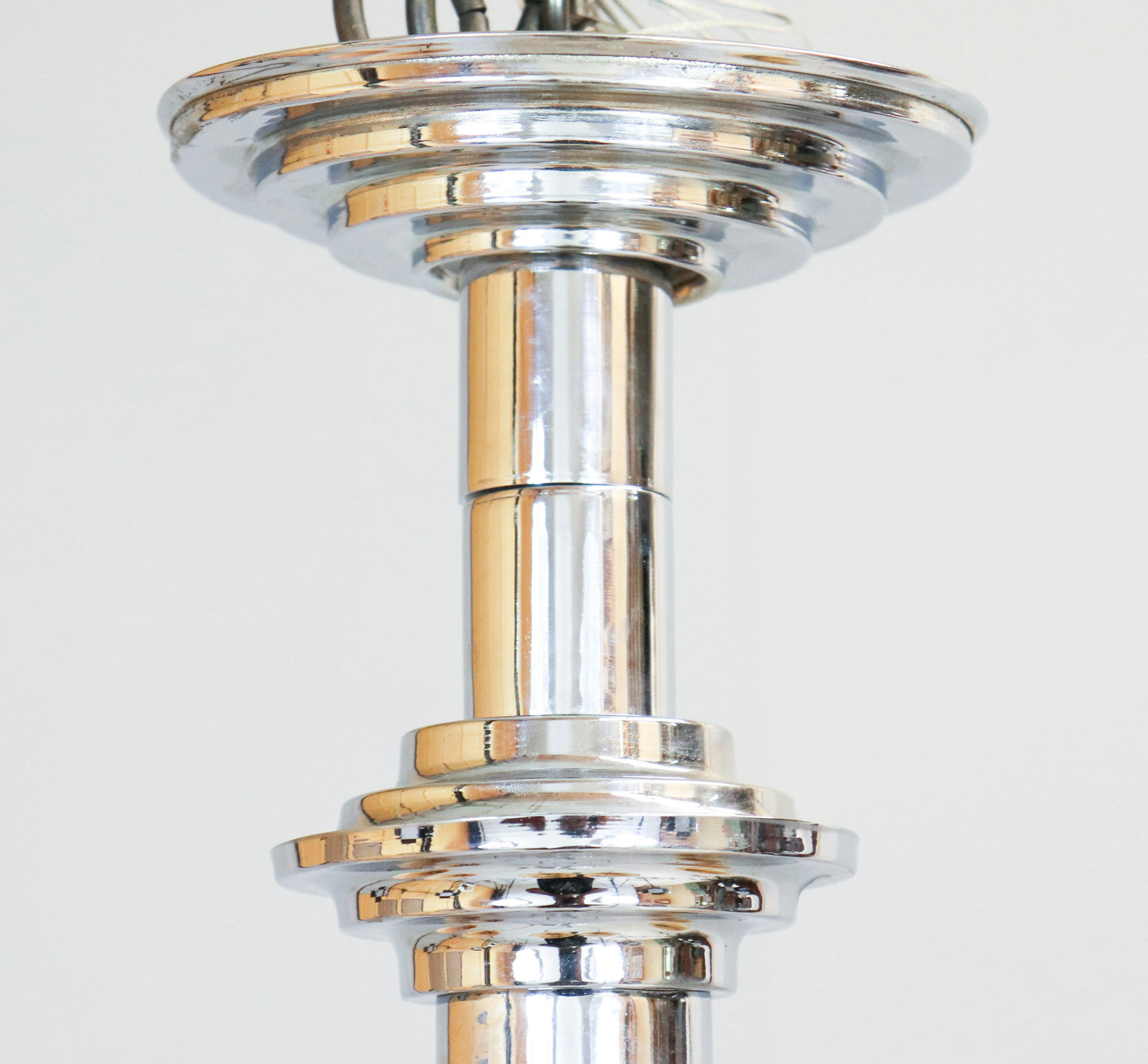 German Art Deco Alabaster And Chrome Chandelier - Image 19