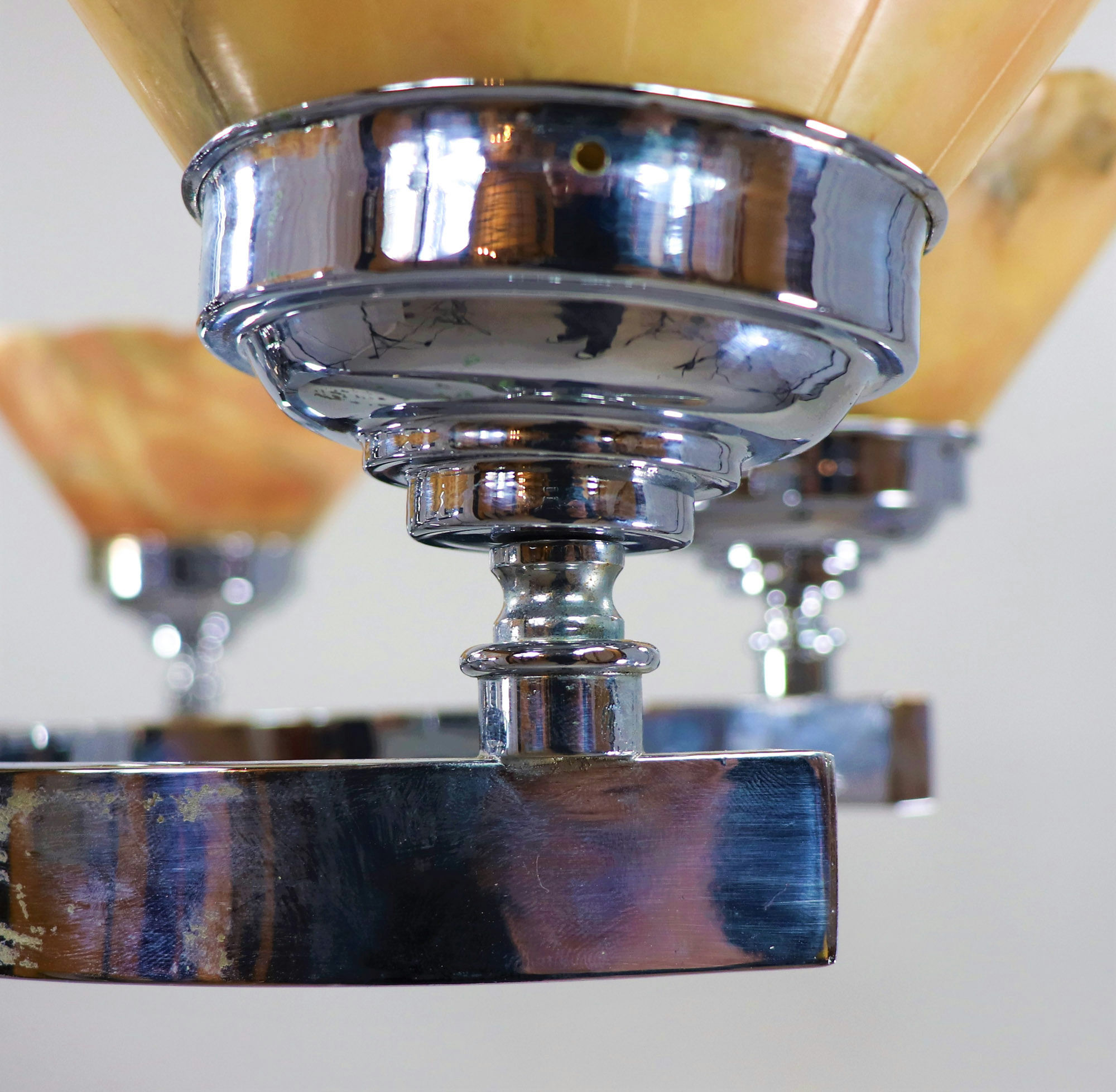 German Art Deco Alabaster And Chrome Chandelier - Image 18