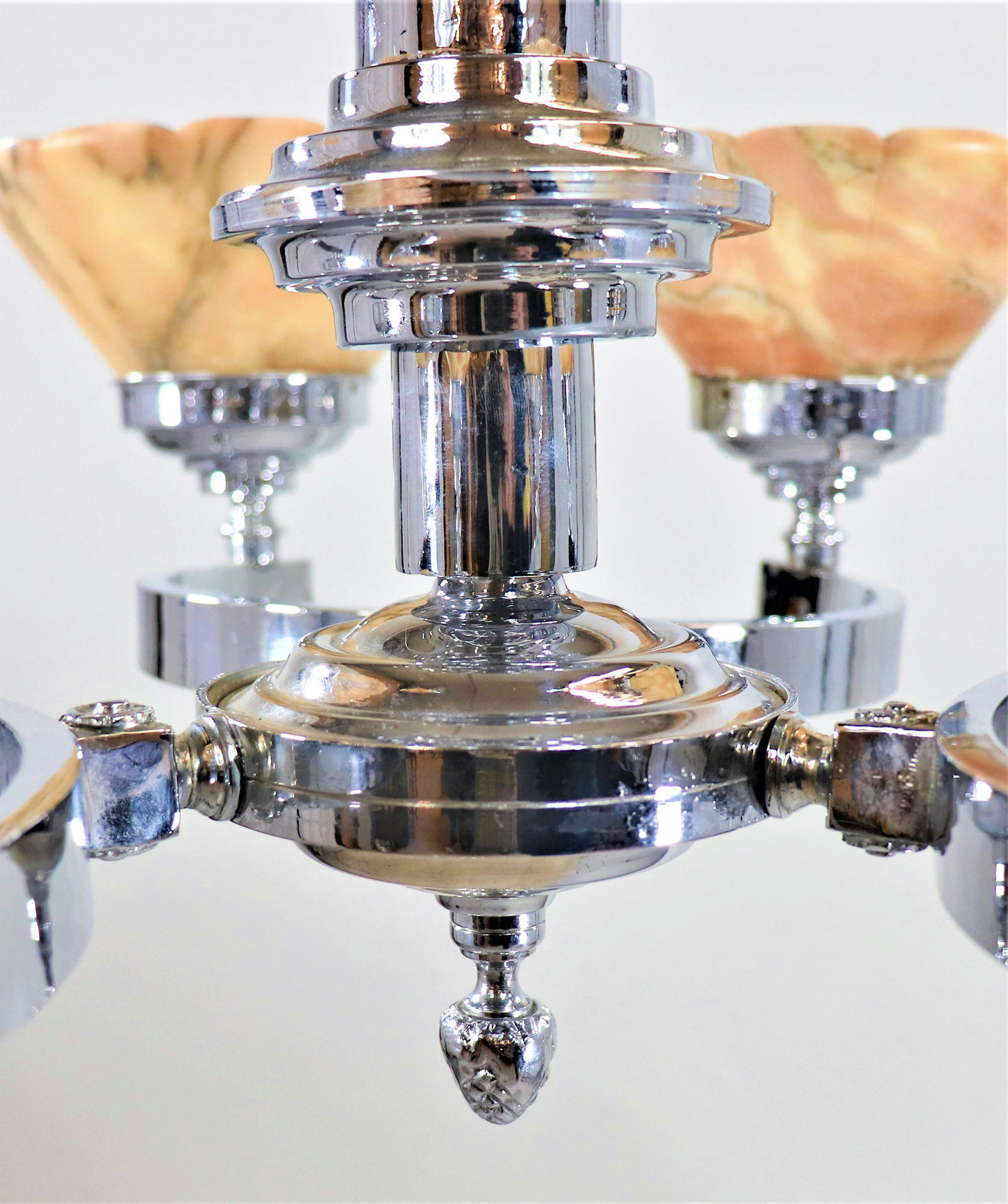 German Art Deco Alabaster And Chrome Chandelier - Image 17
