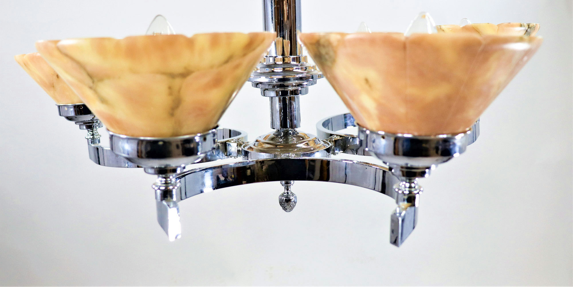 German Art Deco Alabaster And Chrome Chandelier - Image 14