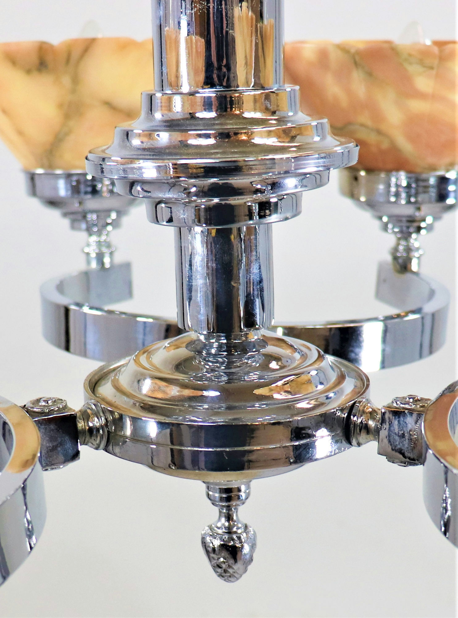 German Art Deco Alabaster And Chrome Chandelier - Image 13
