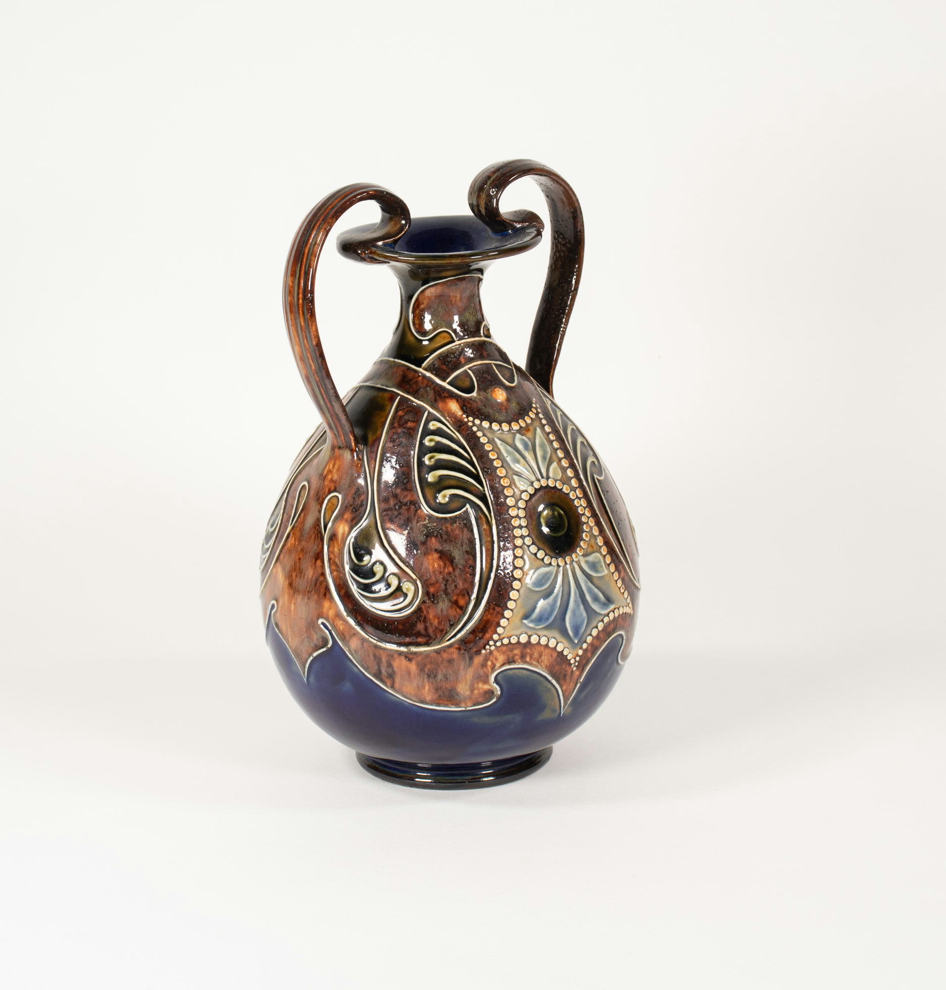 Early 20th Century English Royal Doulton Arts and Crafts Lambeth Stoneware Amphora Vase by Frank A Butler - Image 2