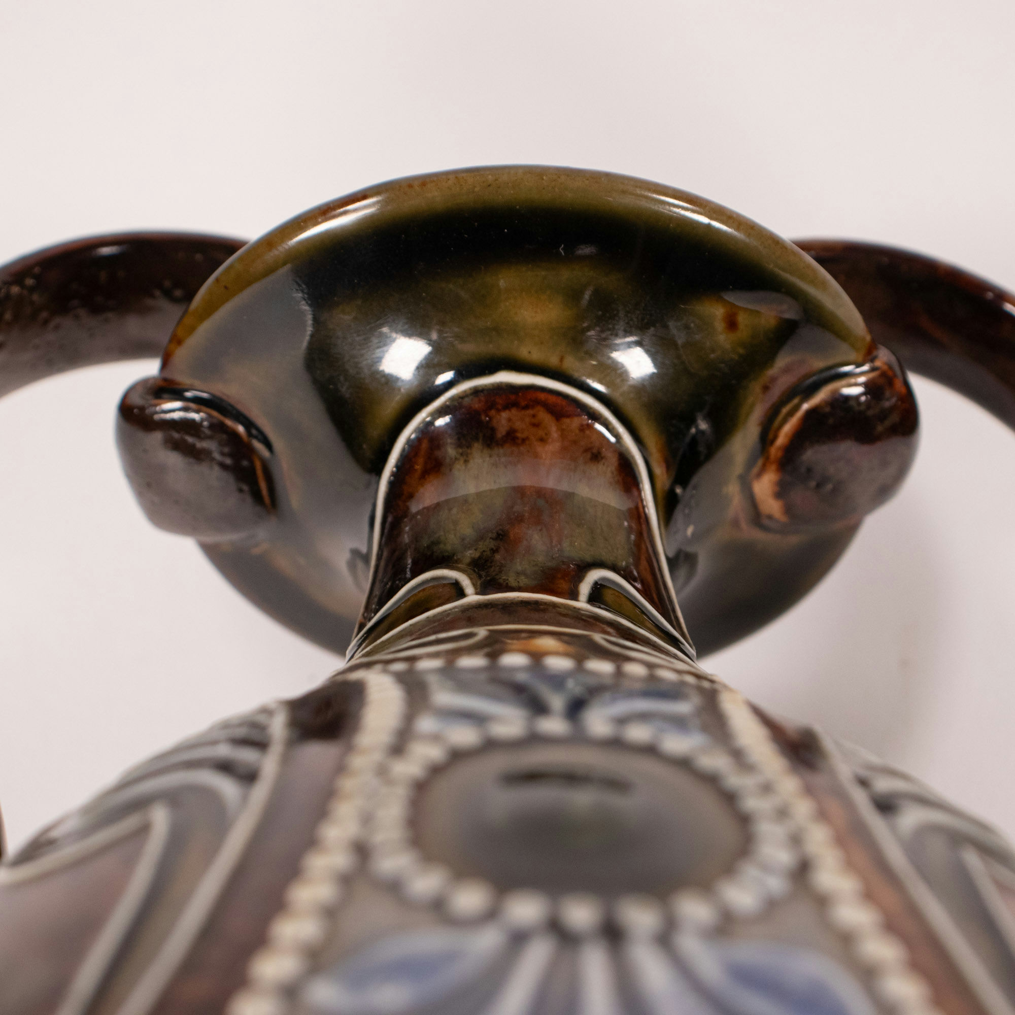 Early 20th Century English Royal Doulton Arts and Crafts Lambeth Stoneware Amphora Vase by Frank A Butler - Image 12
