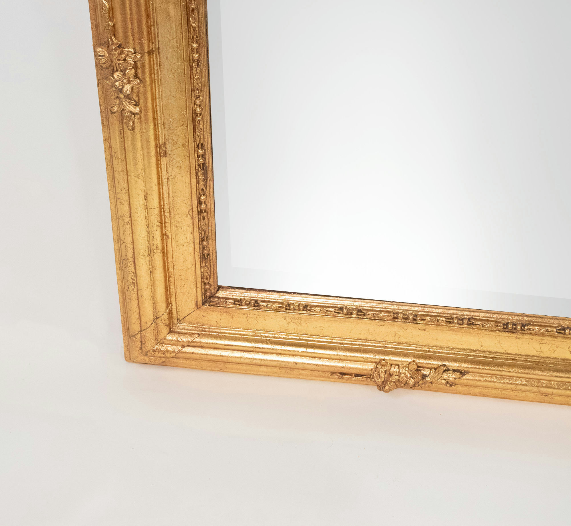 Tall Early 20th Century French Giltwood Mirror with Porcelain Plaque - Image 7