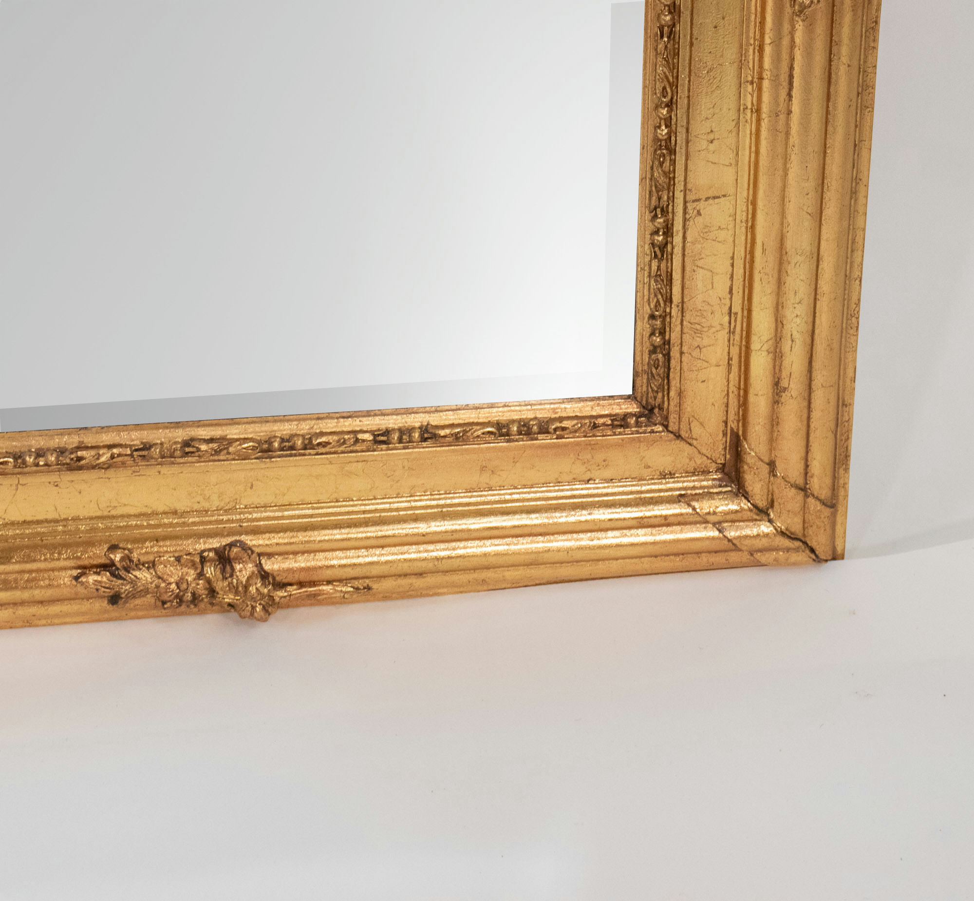 Tall Early 20th Century French Giltwood Mirror with Porcelain Plaque - Image 8
