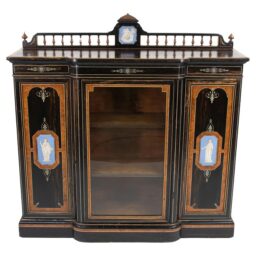Early 19th Century English Regency Greek Revival Calamander and Jasperware Cabinet with Ivory Stringing