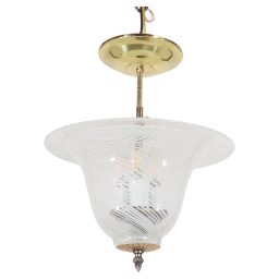 Mid-Century Murano Ceiling Light with White Filigrana