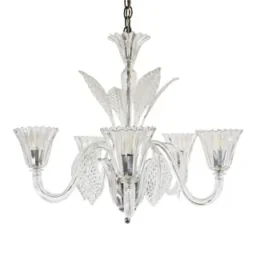 Mid-Century Cristallino Frond Murano Chandelier