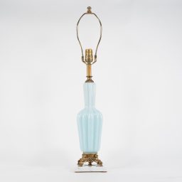 Mid Century Powder Blue Murano Glass Table Lamp with Marble Base