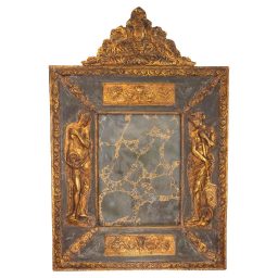 19th Century Italian Baroque Style Giltwood and Gesso Mirror with Verre Églomisé