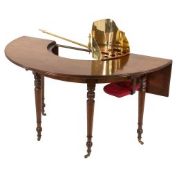 English Regency Period Mahogany Horseshoe Hunt Social Table with Custom Storage