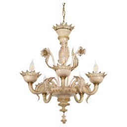 Vintage Baroque Style Crème Brûlée with Honey Lattimo Murano Chandelier