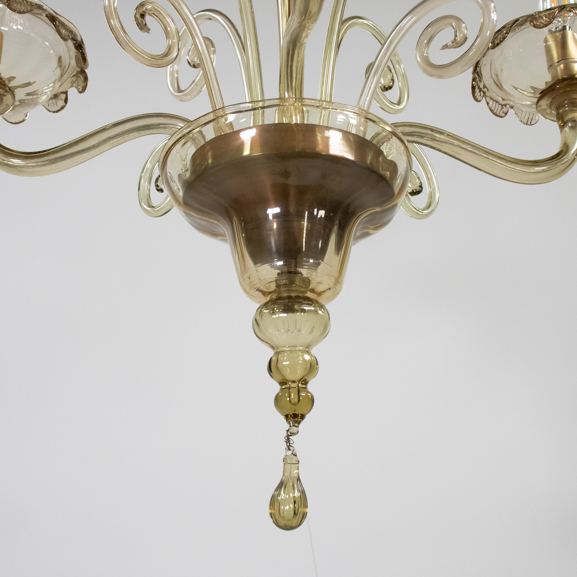 Mid Century Neo-Rococo Golden Amber Murano Chandelier - Image 15