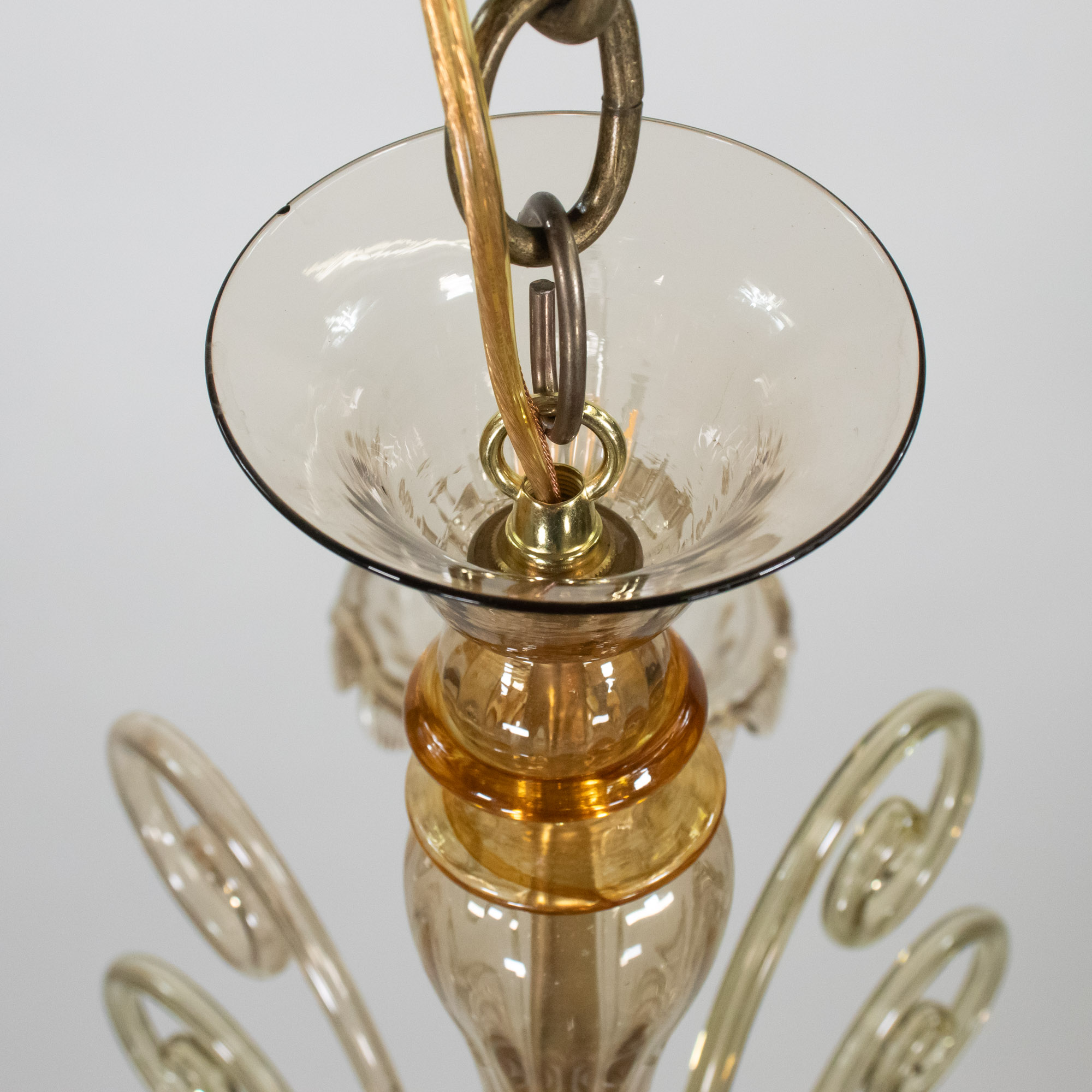 Mid Century Neo-Rococo Golden Amber Murano Chandelier - Image 16
