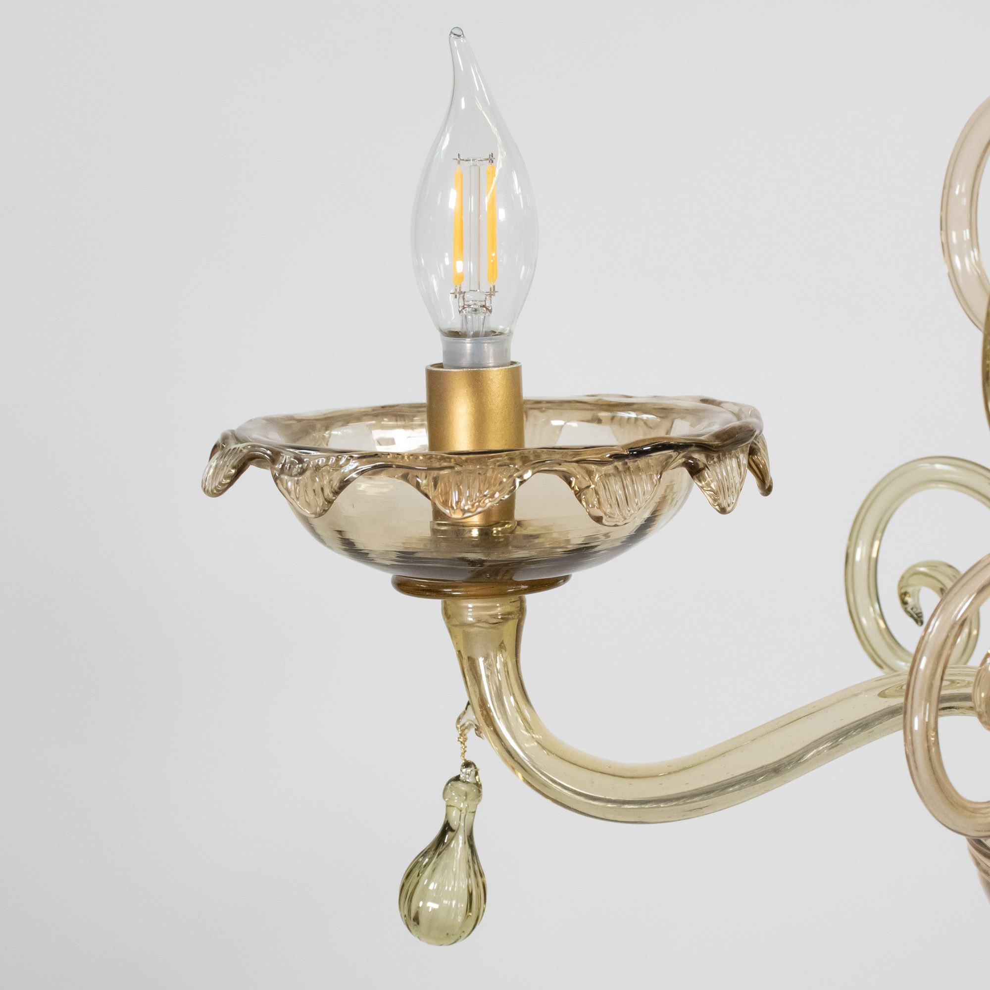 Mid Century Neo-Rococo Golden Amber Murano Chandelier - Image 18