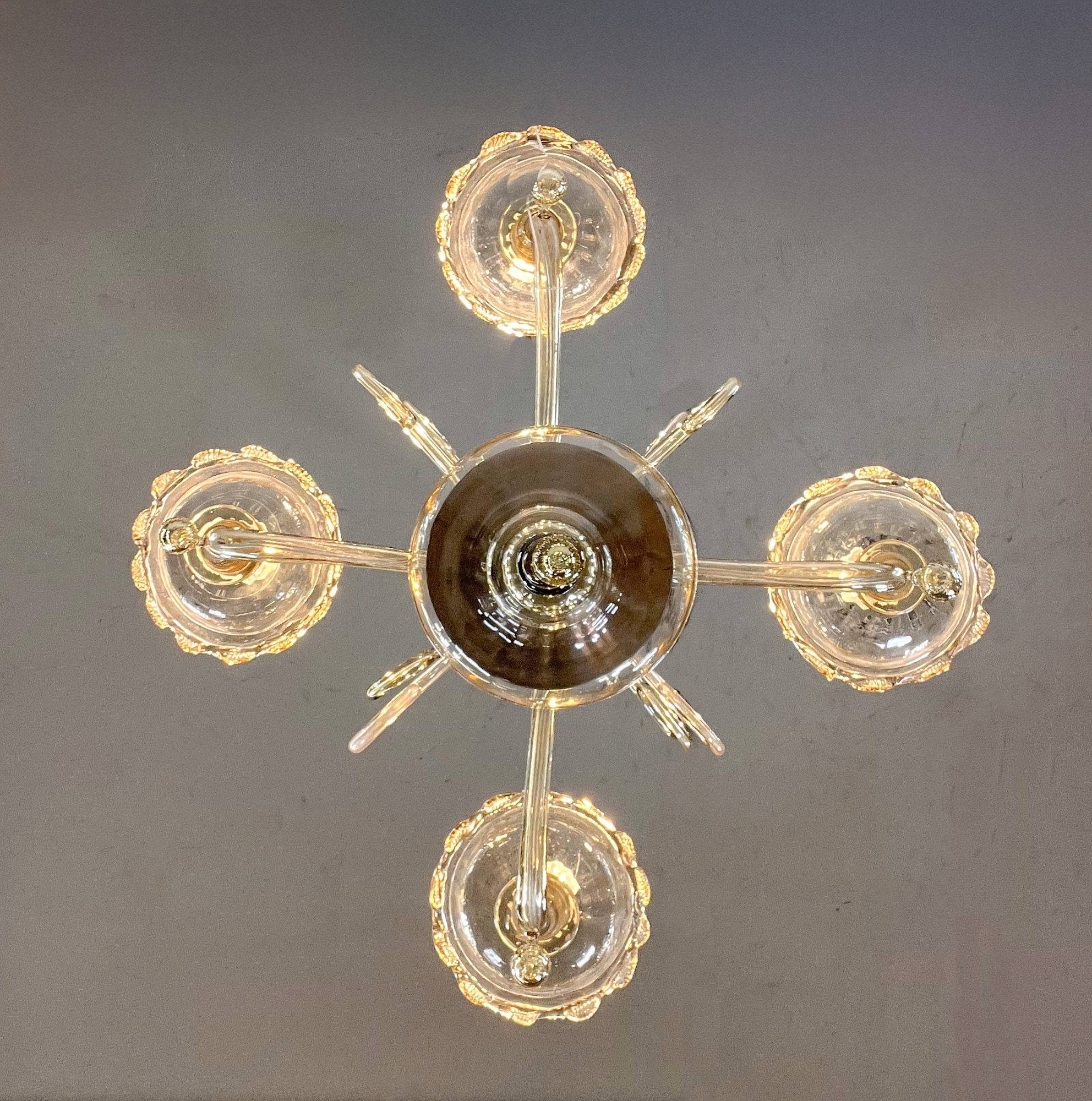 Mid Century Neo-Rococo Golden Amber Murano Chandelier - Image 6