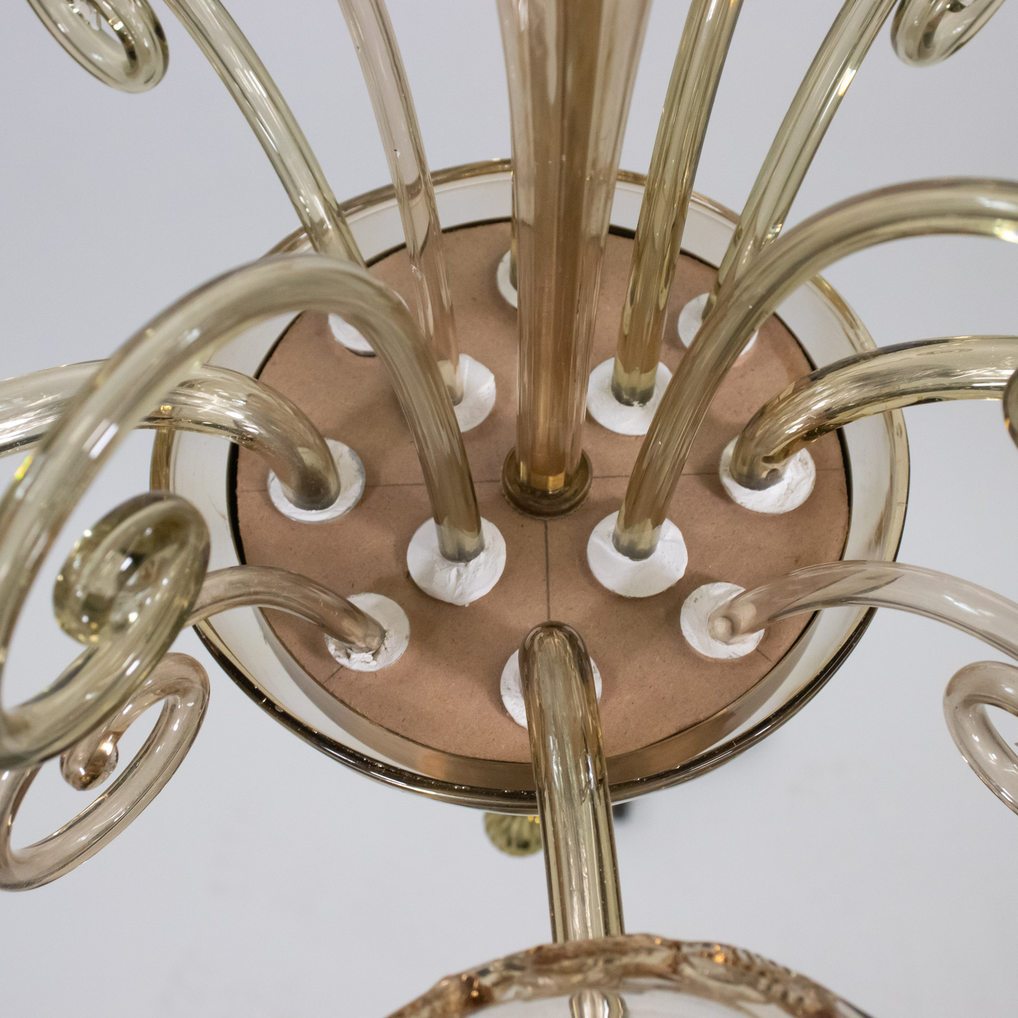 Mid Century Neo-Rococo Golden Amber Murano Chandelier - Image 8