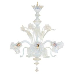 Vintage Ca'Rezzonico Style Gold Infused and Opaline Murano Chandelier