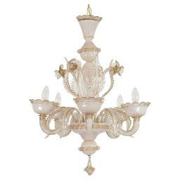 Vintage Baroque Style Crème Brûlée with Honey Lattimo Murano Chandelier