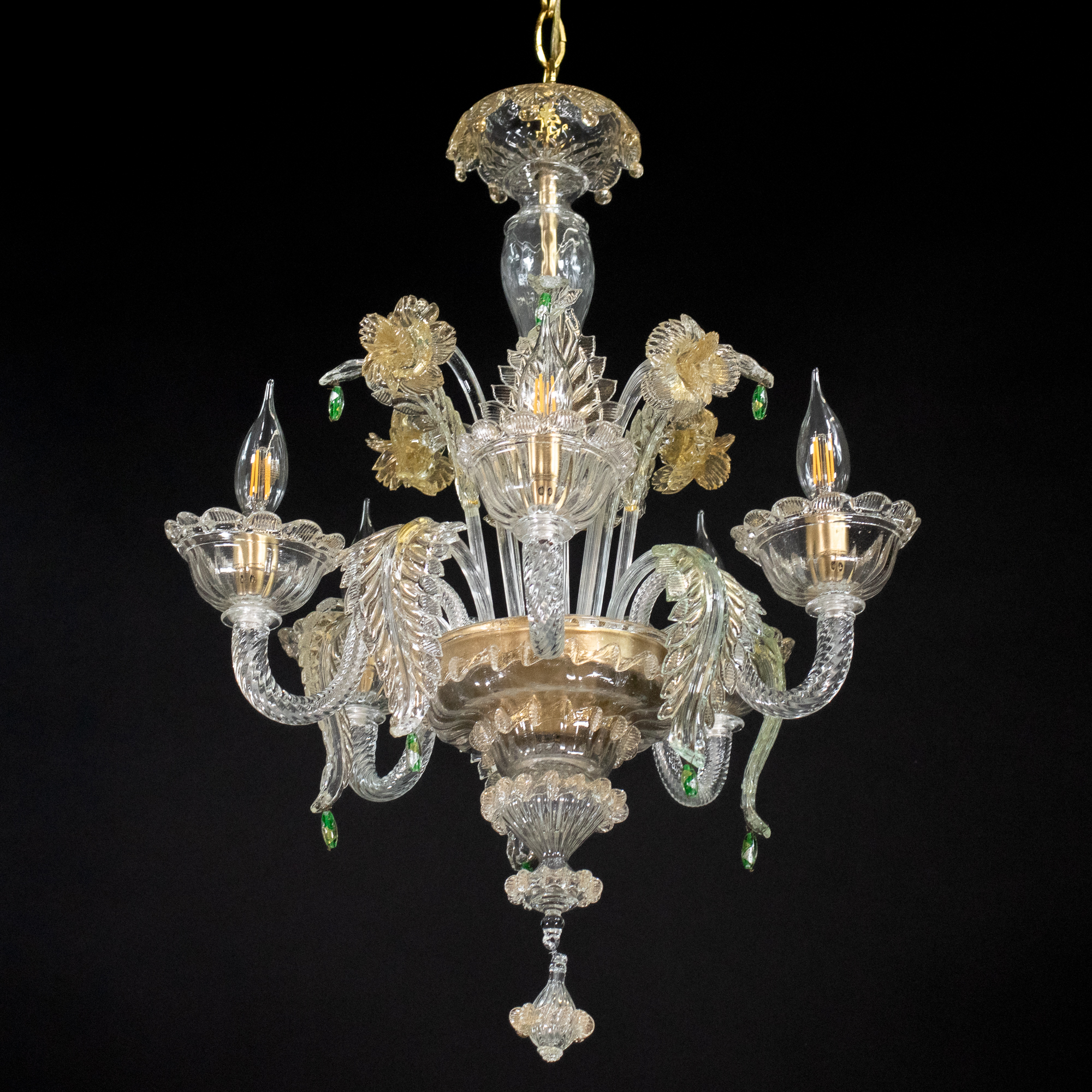 Vintage Ca’ Rezzonico Style Gold‑Infused Murano Chandelier in the Manner of Giuseppe Briati - Image 21