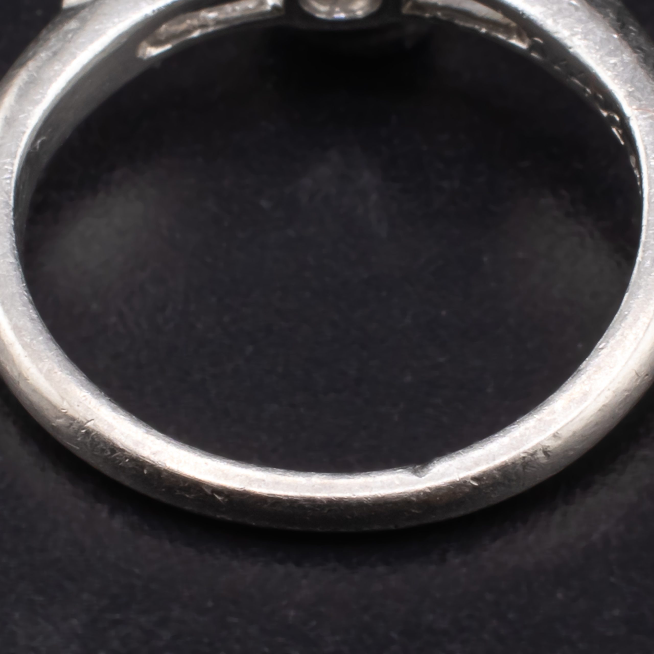 Mid Century Round 0.88 Carat Diamond Solitaire Set in Iridium Platinum with Two Tapered 0.2 Carat Baguette Diamonds attributed to Shreve & Company Jewelers - Image 7